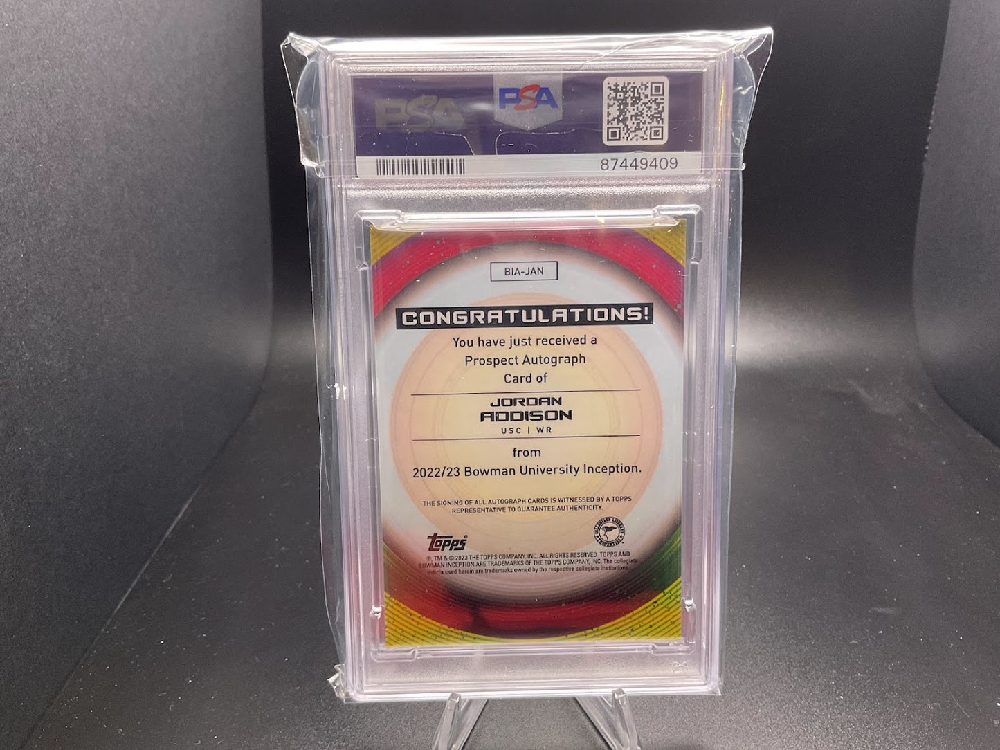 2022 Bowman University Inception Autograph Jordan Addison #BIA-JAN