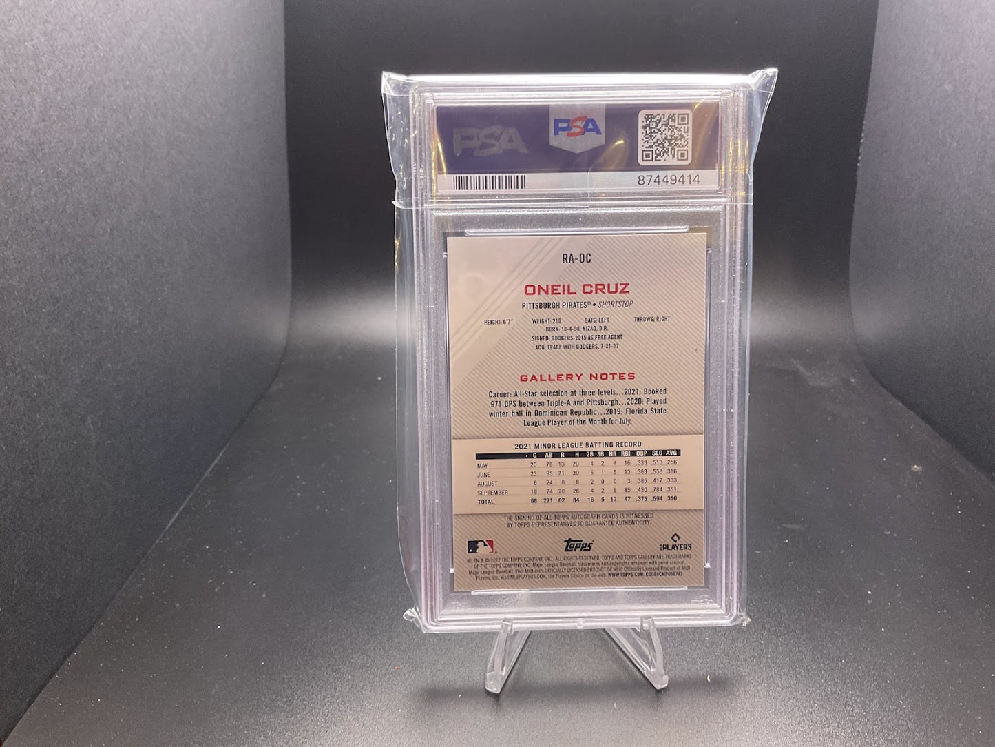 2022 Topps Gallery Rookie Autographs Oneil Cruz #RA-OC