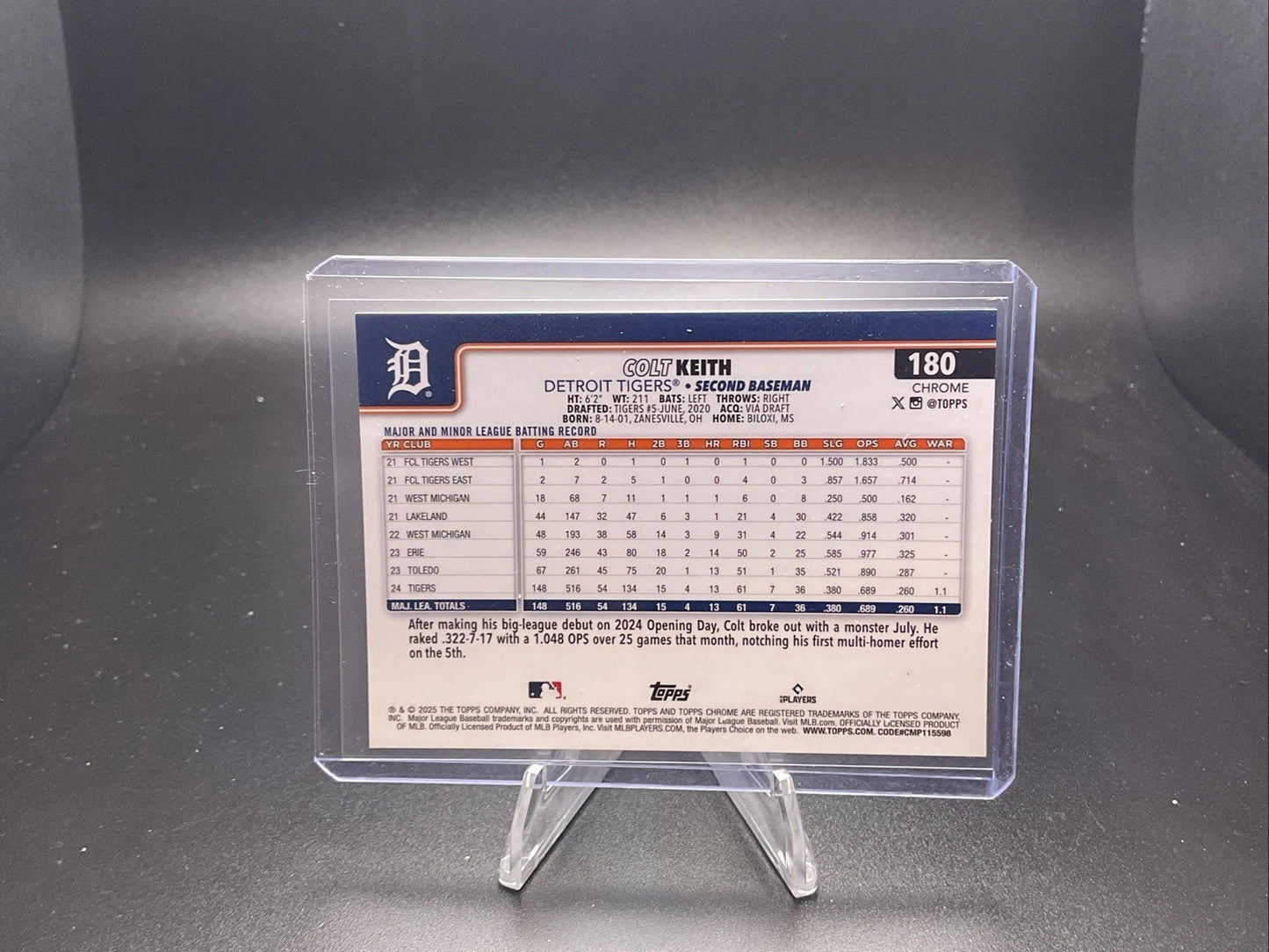 2025 Topps Chrome Update Colt Keith #180 Variation Cupfractor Tigers -QI95