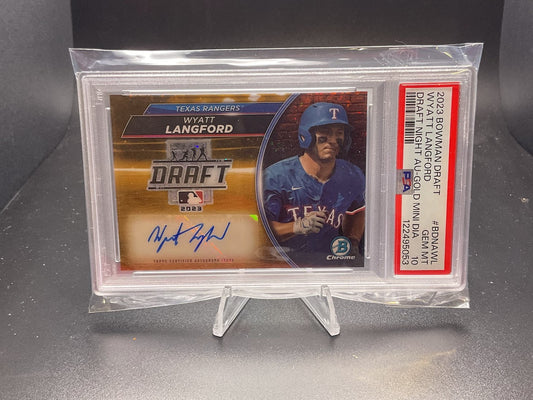 2023 Bowman Draft Night Autographs Wyatt Langford [Gold Mini Diamond] #BDNA-WL