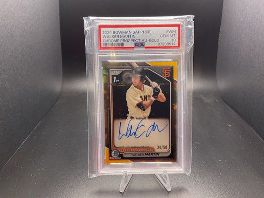 2024 Bowman Chrome Prospects Sapphire Autograph Walker Martin [Gold] #BSPA-WM