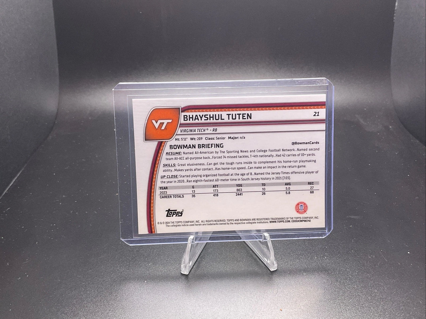 2024 Bowman University Chrome Sapphire Edition - Bhayshul Tuten #21 Black /10...