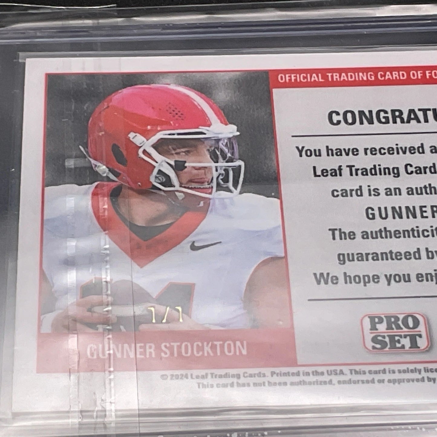 2024 Leaf Pro Set Gunner Stockton 1/1 89A-GS1 Superfractor Autograph